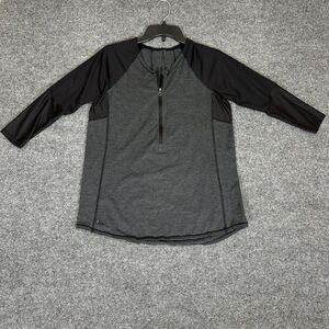 Lululemon Athletica Shirt Womens Small‎ Grey Black Quarter Zip Pullover Adult​